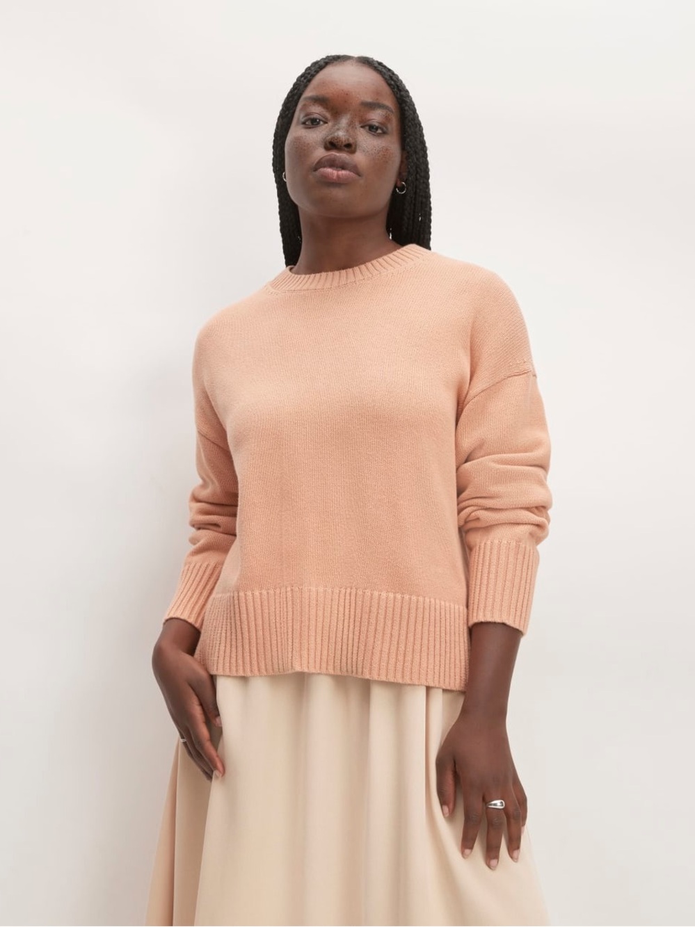 Everlane light blush pink box crew cotton Crewneck Sweater